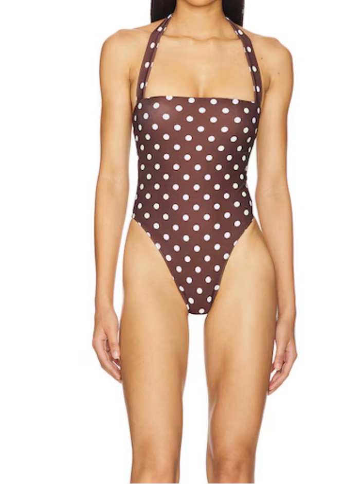 Nwt Tularosa Brigitte One Piece In Brown & Cream Dot